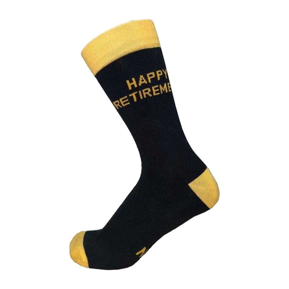 Star Mens Contrast Retirement Crew Socks / Black/Yellow